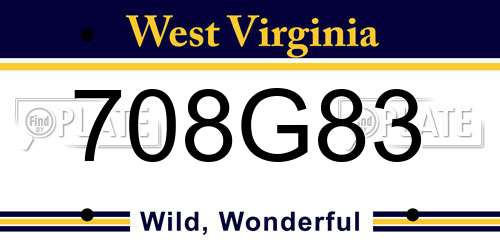 708G83 West Virginia License Plate