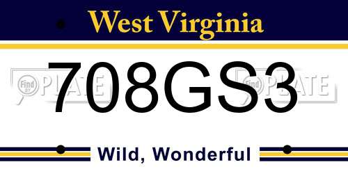708GS3 West Virginia License Plate