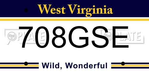 708GSE West Virginia License Plate
