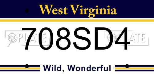 708SD4 West Virginia License Plate