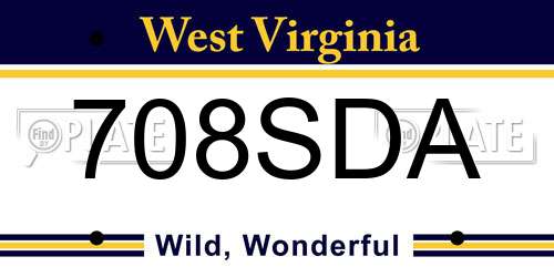 708SDA West Virginia License Plate