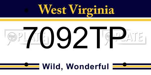 7092TP West Virginia License Plate