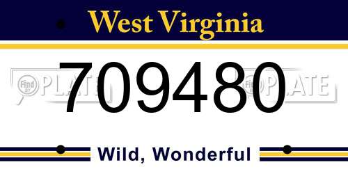709480 West Virginia License Plate