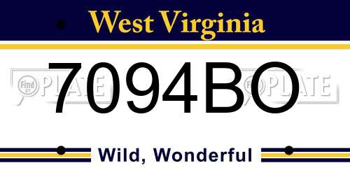 7094BO West Virginia License Plate