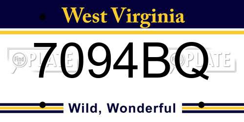 7094BQ West Virginia License Plate