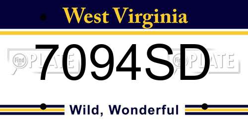 7094SD West Virginia License Plate