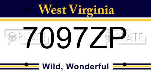 7097ZP West Virginia License Plate
