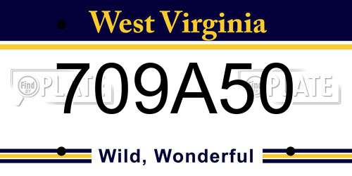 709A50 West Virginia License Plate