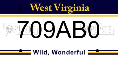 709AB0 West Virginia License Plate