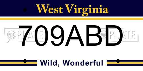 709ABD West Virginia License Plate