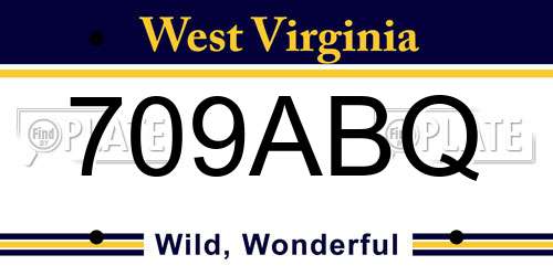 709ABQ West Virginia License Plate