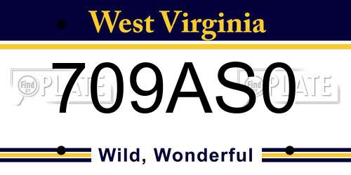 709AS0 West Virginia License Plate