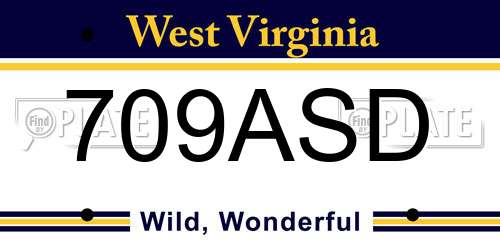 709ASD West Virginia License Plate