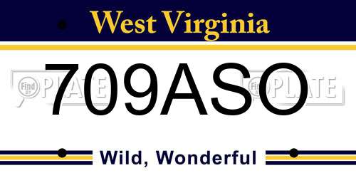 709ASO West Virginia License Plate