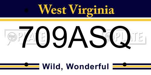 709ASQ West Virginia License Plate