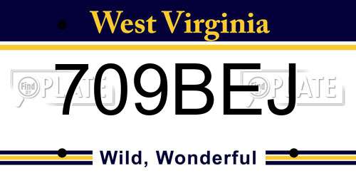 709BEJ West Virginia License Plate