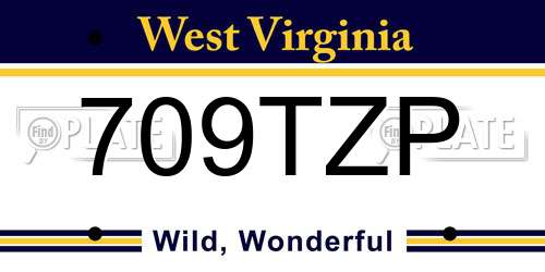 709TZP West Virginia License Plate