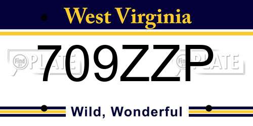709ZZP West Virginia License Plate