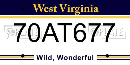 70AT677 West Virginia License Plate