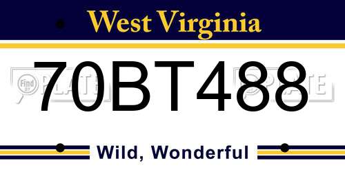 70BT488 West Virginia License Plate