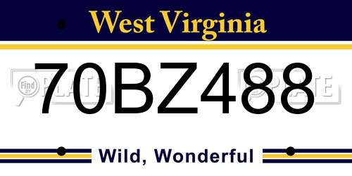 70BZ488 West Virginia License Plate