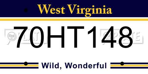 70HT148 West Virginia License Plate