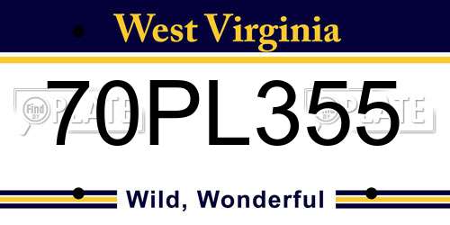 70PL355 West Virginia License Plate