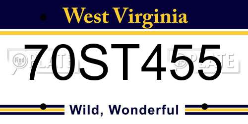 70ST455 West Virginia License Plate