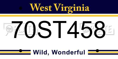 70ST458 West Virginia License Plate