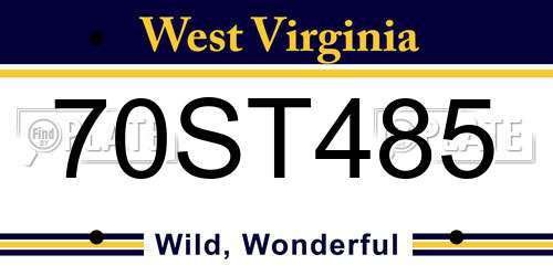 70ST485 West Virginia License Plate