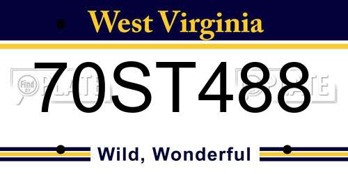 70ST488 West Virginia License Plate