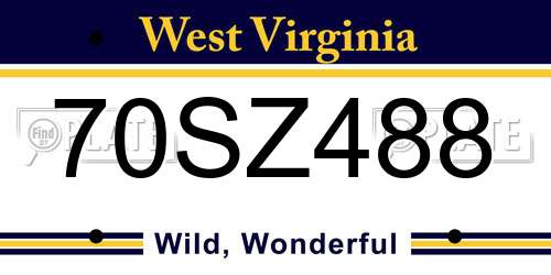 70SZ488 West Virginia License Plate