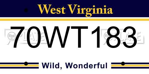 70WT183 West Virginia License Plate
