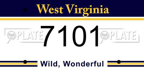 7101 West Virginia License Plate