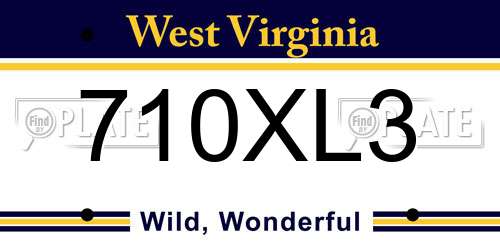 710XL3 West Virginia License Plate