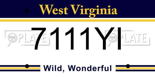 7111YI West Virginia License Plate