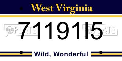 71191I5 West Virginia License Plate