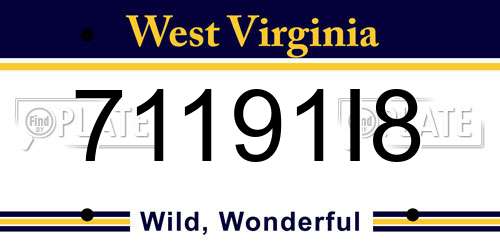 71191I8 West Virginia License Plate