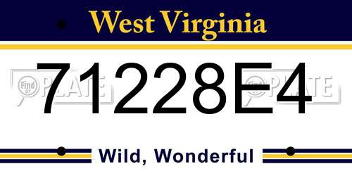 71228E4 West Virginia License Plate