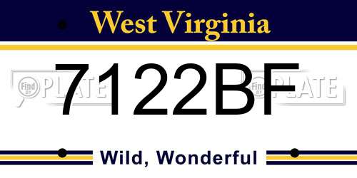 7122BF West Virginia License Plate