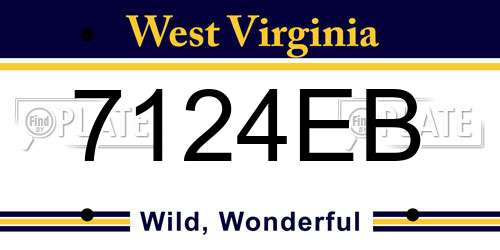 7124EB West Virginia License Plate
