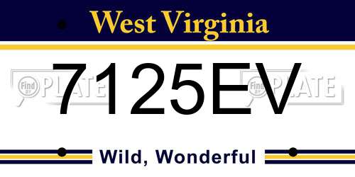7125EV West Virginia License Plate