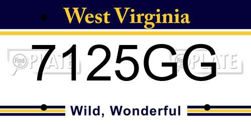 7125GG West Virginia License Plate