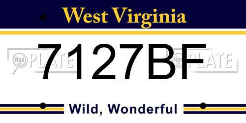7127BF West Virginia License Plate