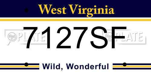 7127SF West Virginia License Plate