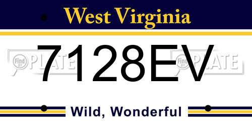 7128EV West Virginia License Plate