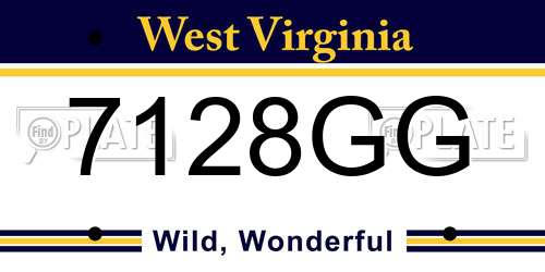 7128GG West Virginia License Plate