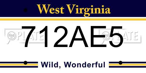 712AE5 West Virginia License Plate
