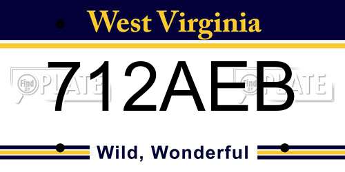 712AEB West Virginia License Plate