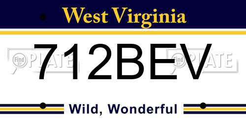 712BEV West Virginia License Plate